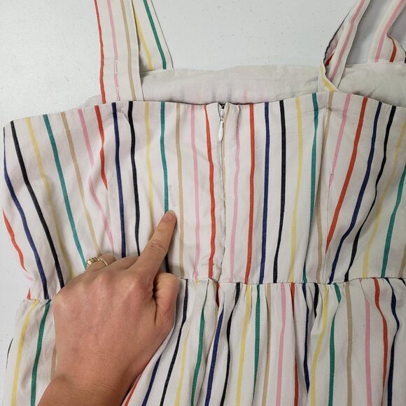 J Crew Womens Rainbow Stripe Tiered Maxi Dress Size 10 Preppy Vacation Stretch - Picture 15 of 16